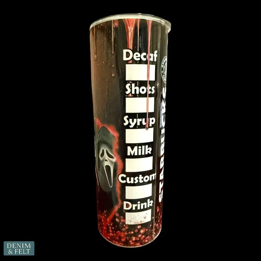 Horror Movie Starbucks Tumbler 20oz Stainless Steel Red Drip Design NEW‎